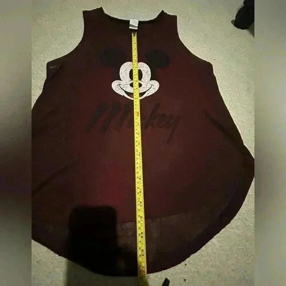 Disney Mickey Mouse Muscle T-Shirt sleeveless tank. Maroon. Sheer. - Picture 8 of 9